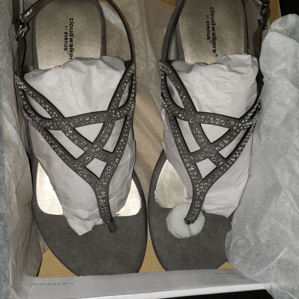 Grey Rhinestone Sandals